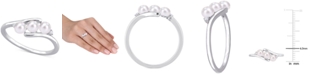 Macy's Cultured Freshwater Pearl (3-1/2-4mm) & Diamond Accent Bypass Ring in Sterling Silver